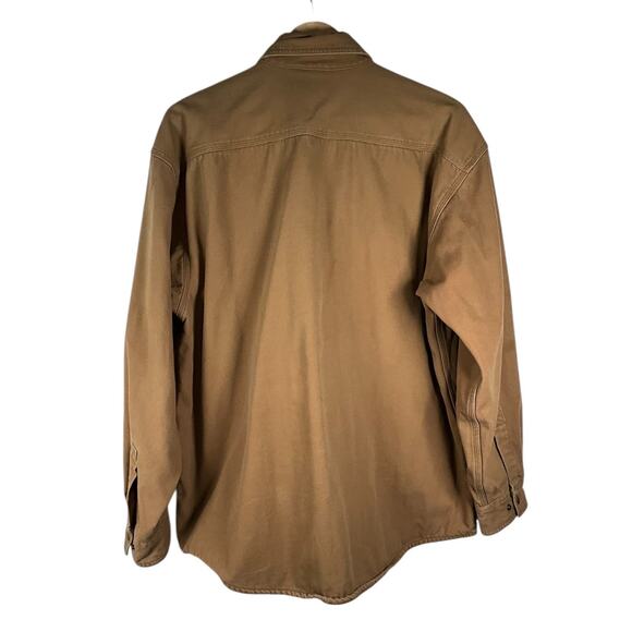 Carhartt Men’s Large Vintage Brown Canvas Snap Shirt Jacket Flannel Lined Work - Picture 2 of 16